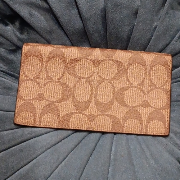 Coach Brown Monogram Wallet Unisex Semi New Leather - Picture 1 of 6